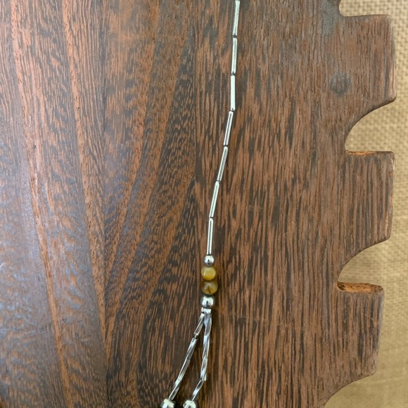 VINTAGE SOUTHWESTERN LIQUID STERLING SILVER TIGER EYE NECKLACE - Picture 7 of 9